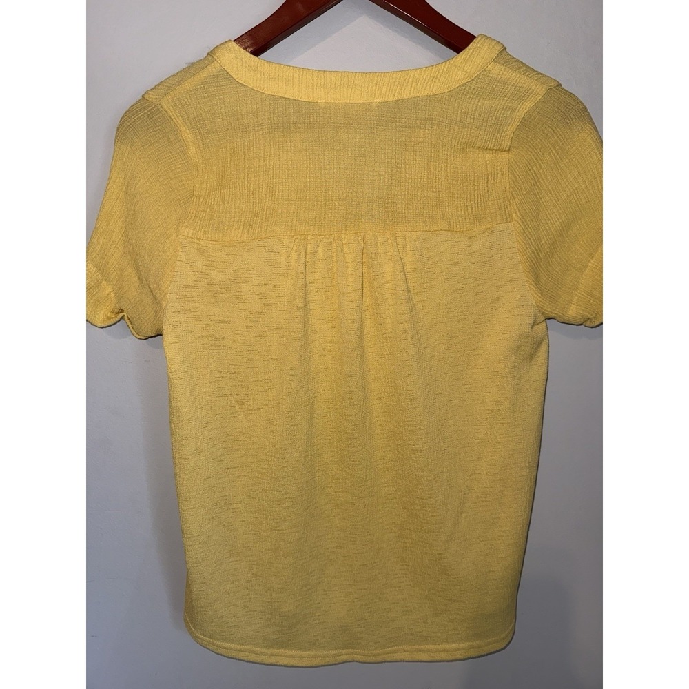 Flower & Feather Women Yellow Short‎ Sleeve Blouse S - Picture 5 of 6